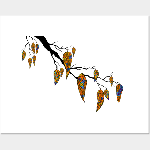 Aboriginal Art - Leaf Branch Wall Art by hogartharts